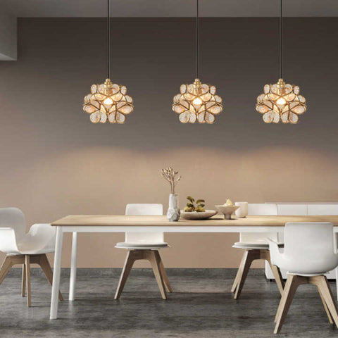 suspension-fleur-trois lampes suspendues