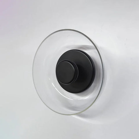 applique-murale-en-verre-avec base noire et bol transparent
