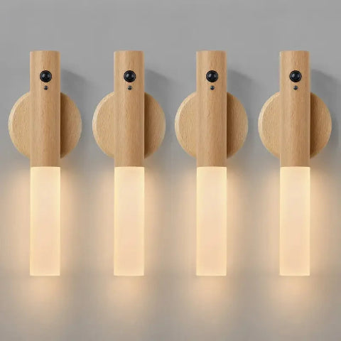 applique murale bois Bois clair Lot de 4 Appliques