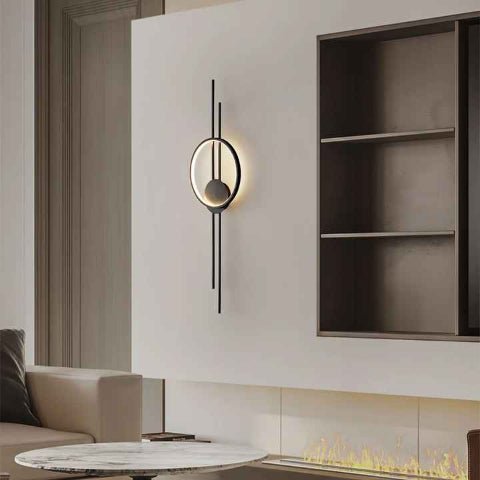 APPLIQUE MURALE NOIRE | Disque - Lumière de Léora
