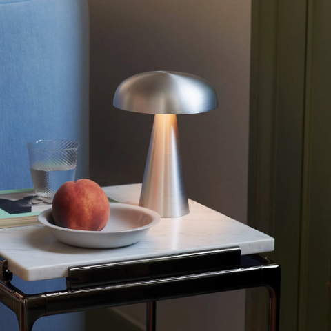 lampe champignon sur table