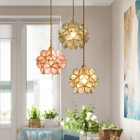suspension fleur spring rose creme vert