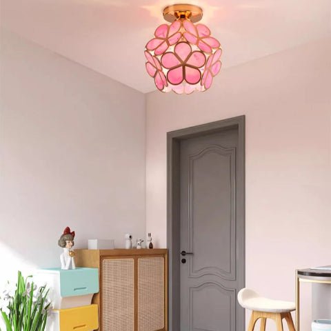 SUSPENSION FLEUR| SPRING Rose Orangé - Lumière de Léora