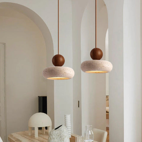 susension japonaise avec boule en bois fonce