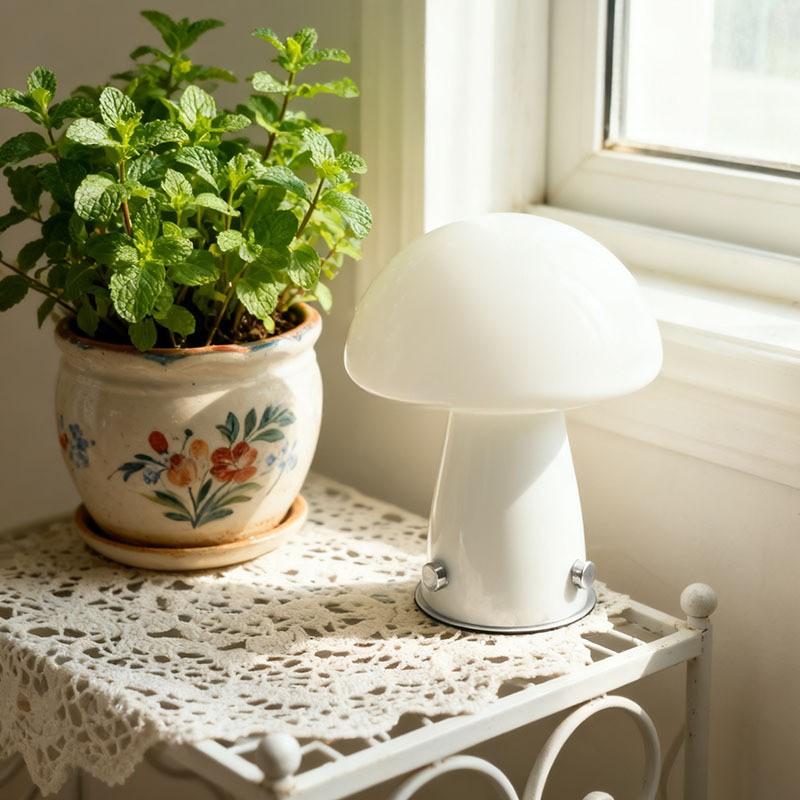 Lampe champignon blanche