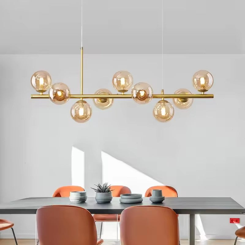 Modern Nordic Design LED Pendant Light in Glass Ball Shape, Decorative Lighting by Nik, Ideal for a Living Room, Kitchen or Dining Room, 11 Lights
