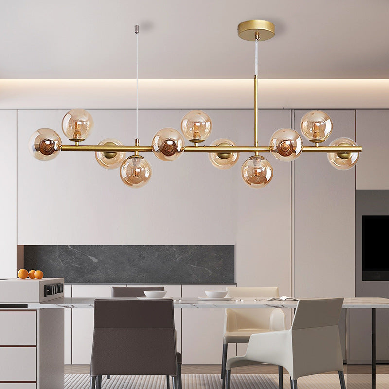 Modern Nordic Design LED Pendant Light in Glass Ball Shape, Decorative Lighting by Nik, Ideal for a Living Room, Kitchen or Dining Room, 11 Lights
