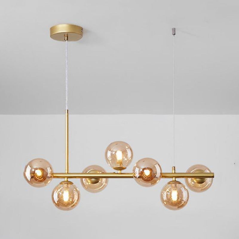 Modern Nordic Design LED Pendant Light in Glass Ball Shape, Decorative Lighting by Nik, Ideal for a Living Room, Kitchen or Dining Room, 11 Lights