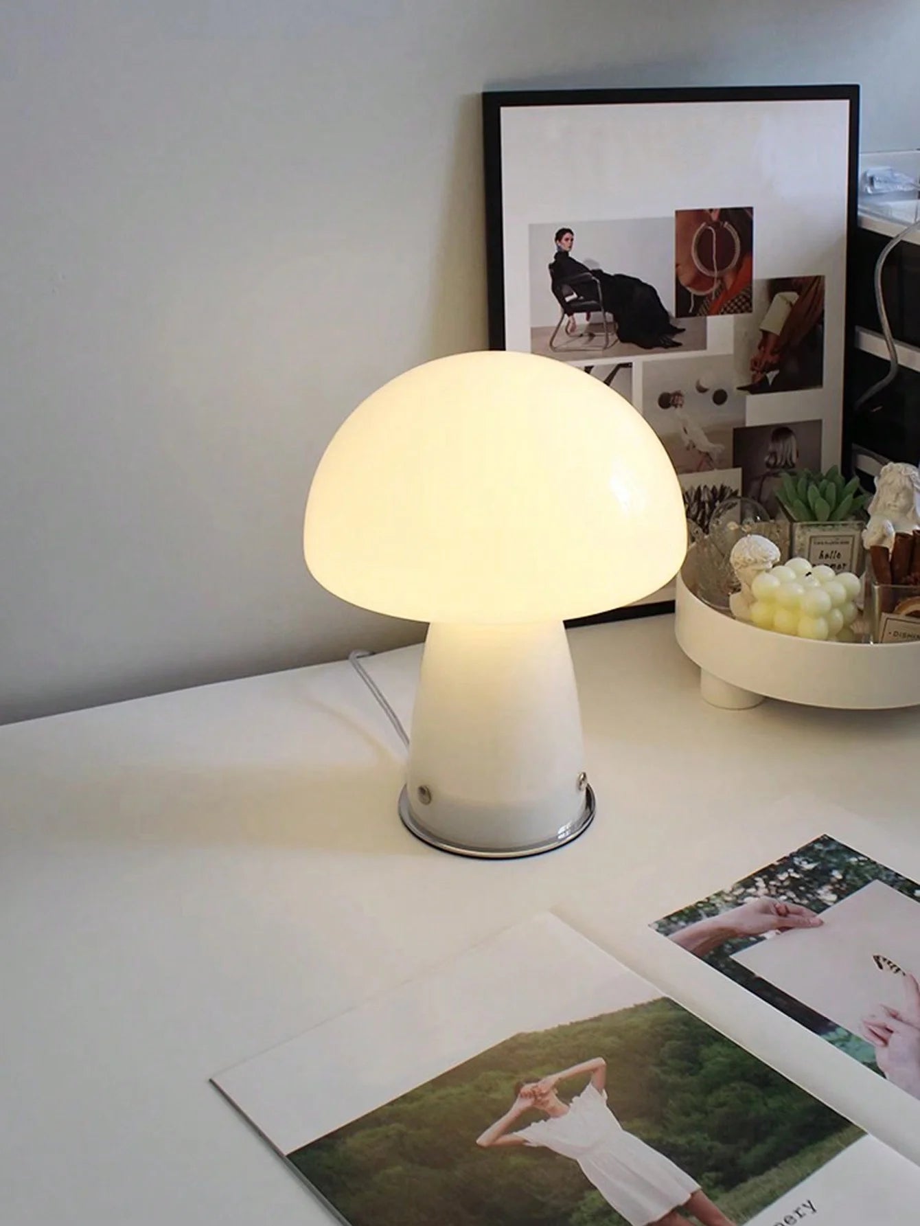 Lampe champignon blanche