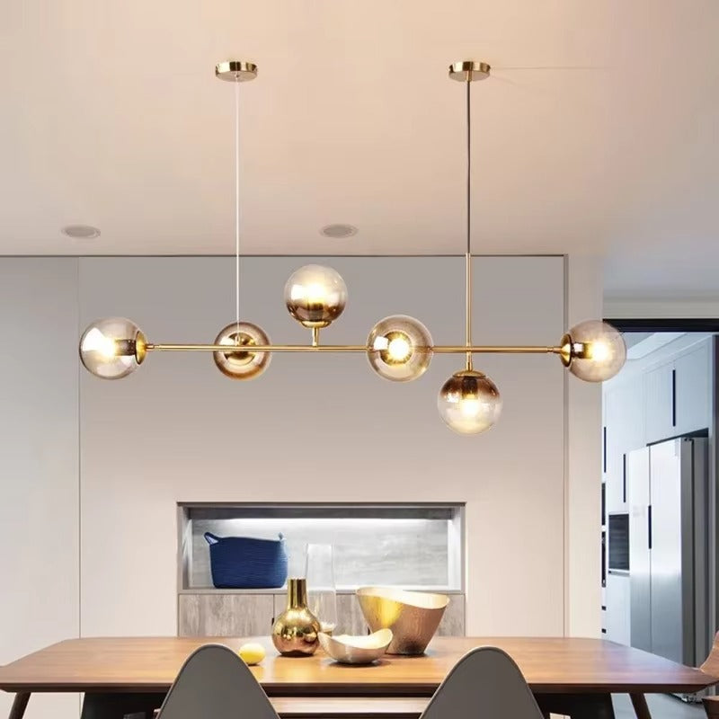 Modern Nordic Design LED Pendant Light in Glass Ball Shape, Decorative Lighting by Nik, Ideal for a Living Room, Kitchen or Dining Room, 11 Lights