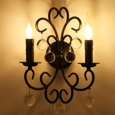 applique murale chandelier allumee
