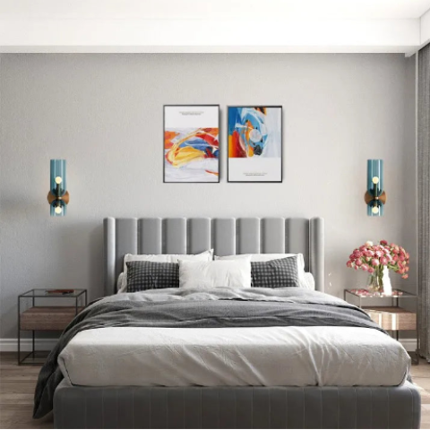 applique murale design chandelier couleur bleue chambre