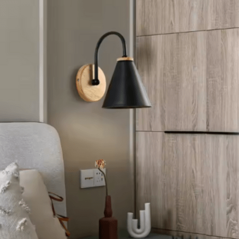 applique-murale-bois luminaire-noir