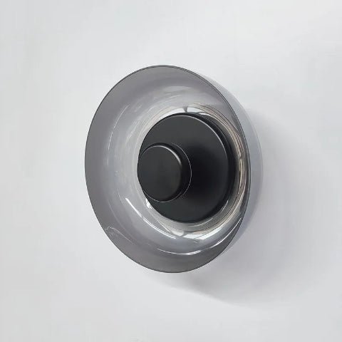 applique murale en verre bol gris base noire