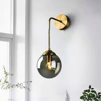 applique murale en verre globe gris fume