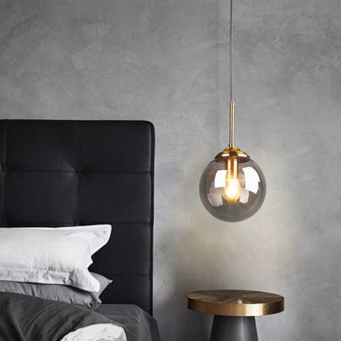 applique murale en verre globe gris fume chambre