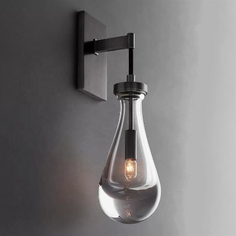 applique murale en verre goutte base noire