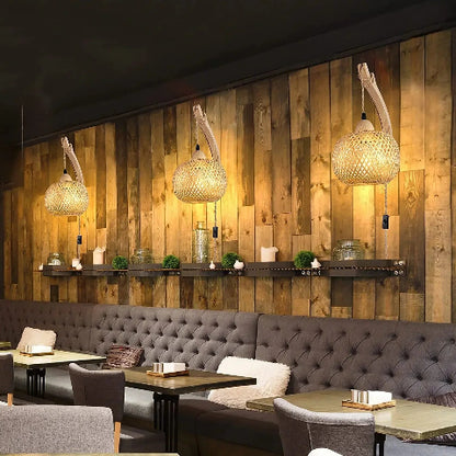 applique murale rotin série de trois