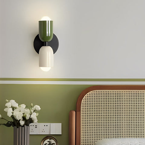 applique-murale-vintage vert blanc noir chevet de lit