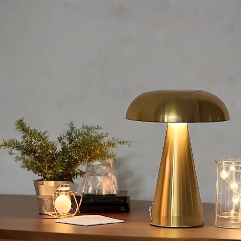 lampe champignon dore