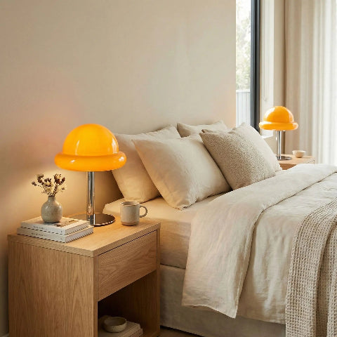 lampe champignon orange chambre  a  coucher