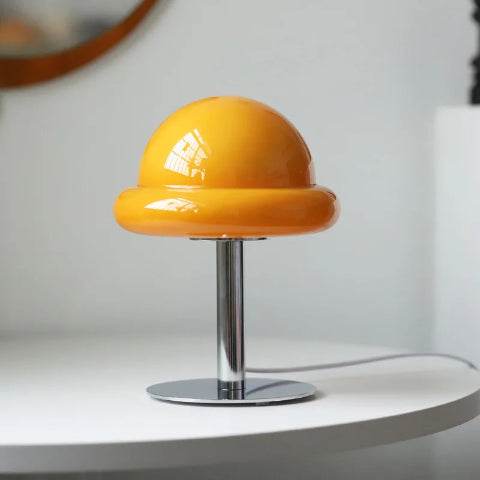 lampe champignon orange finition chrome