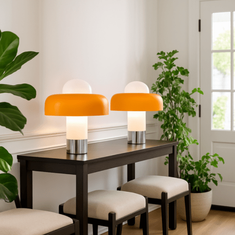 lampe champignon orange hall d'entrée