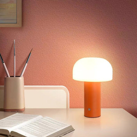lampe de chevet champignon orange ambre