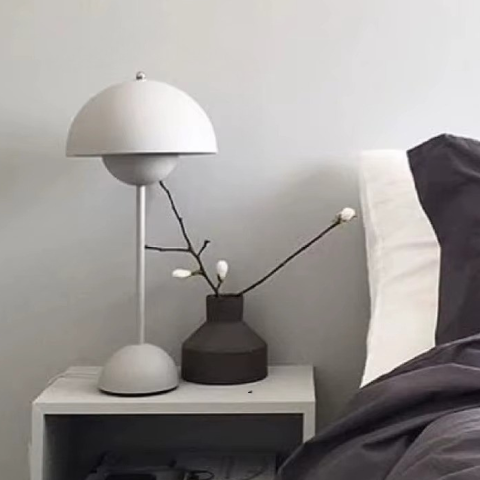 lampe de chevet champignon solene blanc