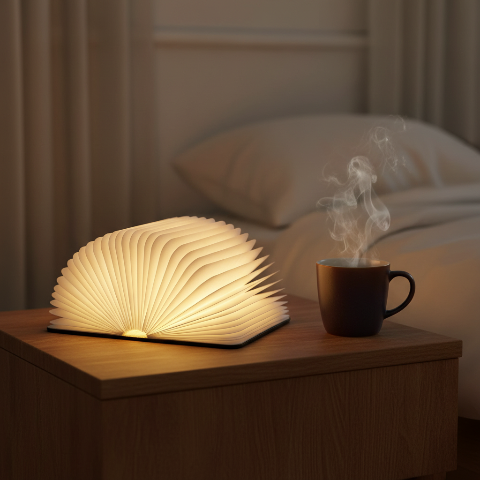 lampe de chevet en bois bord du lit