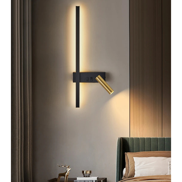 liseuse murale bras noir spot dore