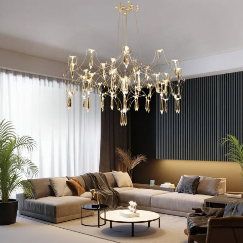lustre salon design finition dore