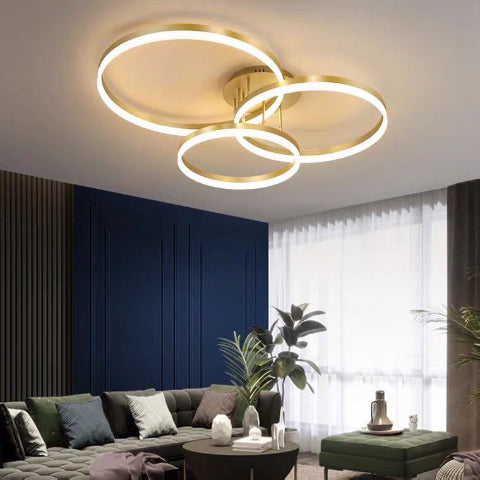 plafonnier design dore salon