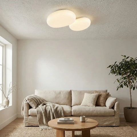 plafonnier design deuxnpointslumineux eclairant salle de detente