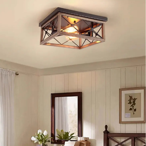 Plafonnier industriel | RétroLumin Brun