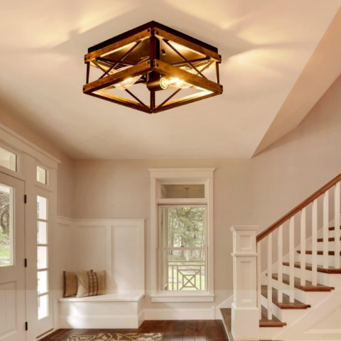 Plafonnier industriel | RétroLumin Brun