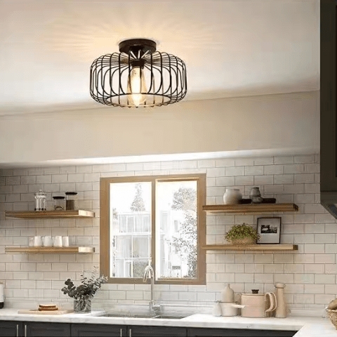 plafonnier industriel noir