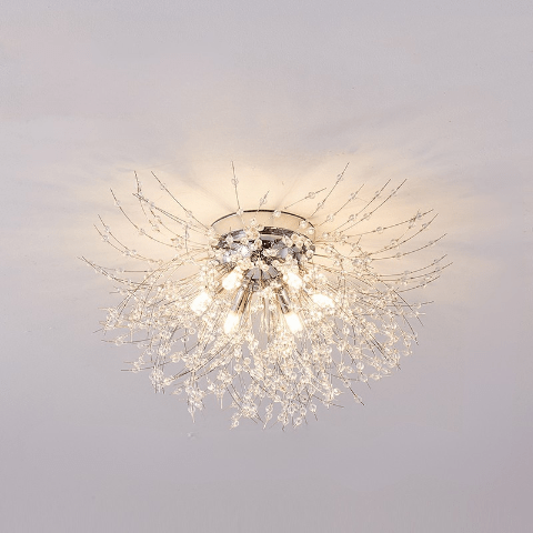 plafonnier pissenlit argent large 6 lumieres