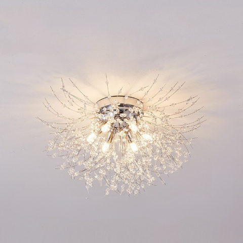 plafonnier pissenlit argent large 6 lumieres