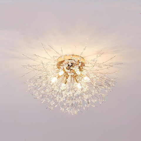 plafonnier pissenlit dore large 6 lumieres