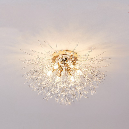 plafonnier pissenlit dore large 6 lumieres
