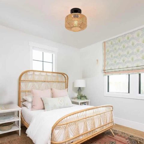 plafonnier rotin chambre