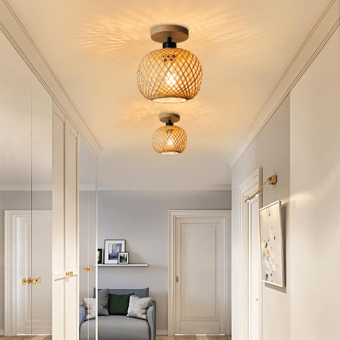 Plafonnier rotin | Boule
