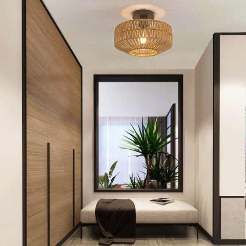 plafonnier rotin vestiaire