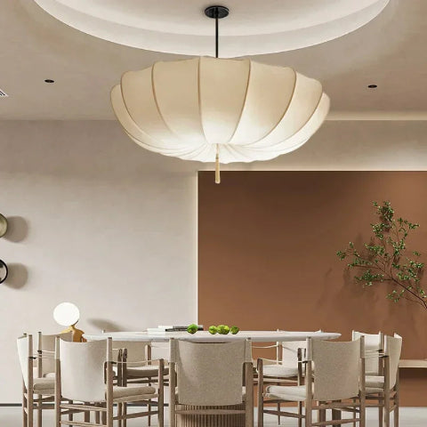 suspension-en-tissu dans salle a manger