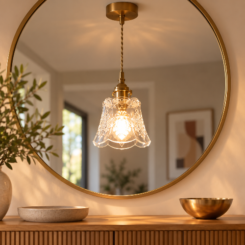 suspension en verre refflet miroir