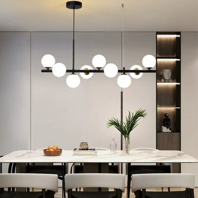 suspension en verre table en marbre