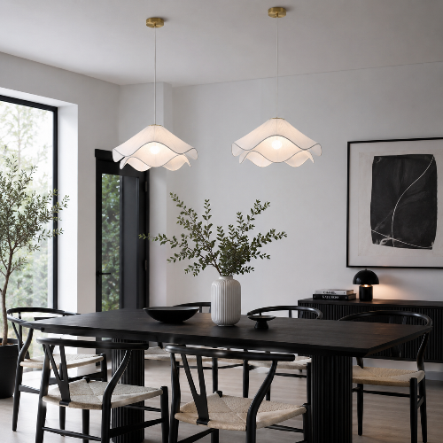 suspension fleur blanche en tissu 40 cm