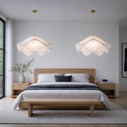suspension fleur blanche en tissu  50cm