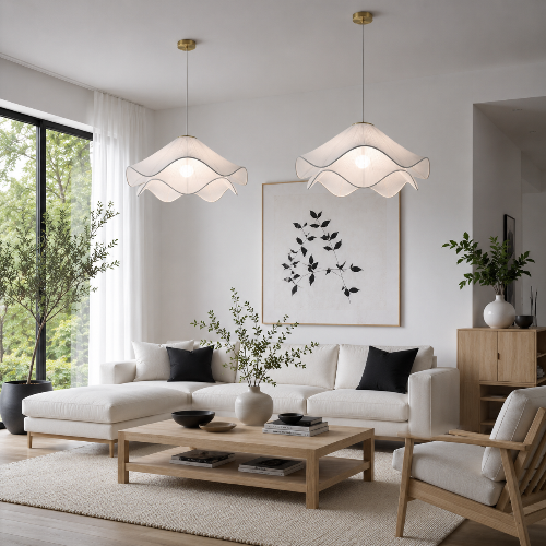 suspension fleur blanche en tissu  60cm